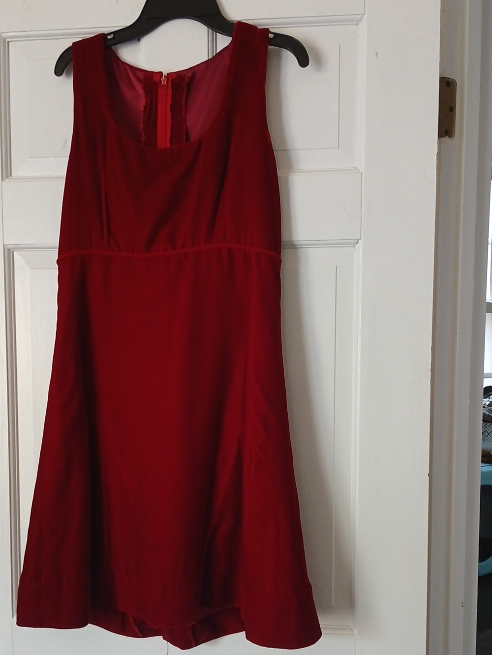 Bespoke Red Velvet Sleeveless A-Line Dress